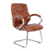 Nautilus Designs Sandown High Back Luxurious Leather Faced Synchronous Visitor Chair With Integrated Headrest & Fixed Arms Tan - DPA617AV/TN DD